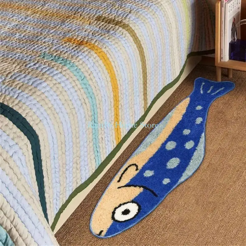 Children Playrooms Rug Flocking Fish Designs Slip Resistant Backing Machine Washable 02DB