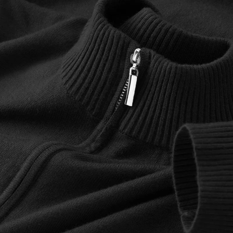 الرجال الياقة المدورة سترة نصف البريدي البلوز البلوزات متماسكة بلون طويل الأكمام سترة بولو الذكور عارضة اليومية الدافئة معاطف