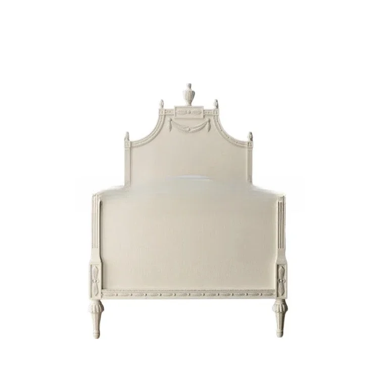 

American solid wood log children's bed, modern bedroom carved retro, old double bed wedding bed