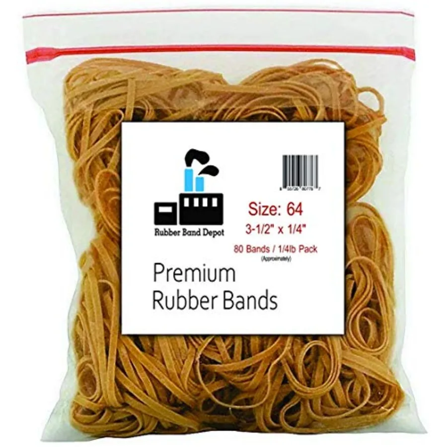 

Rubber Bands Rubber Band Depot Size #64 Approximately 80 Rubber Bands Per Bag Rubber Band Measurements: 3-1/2" x 1/4'' - 1/4 Po