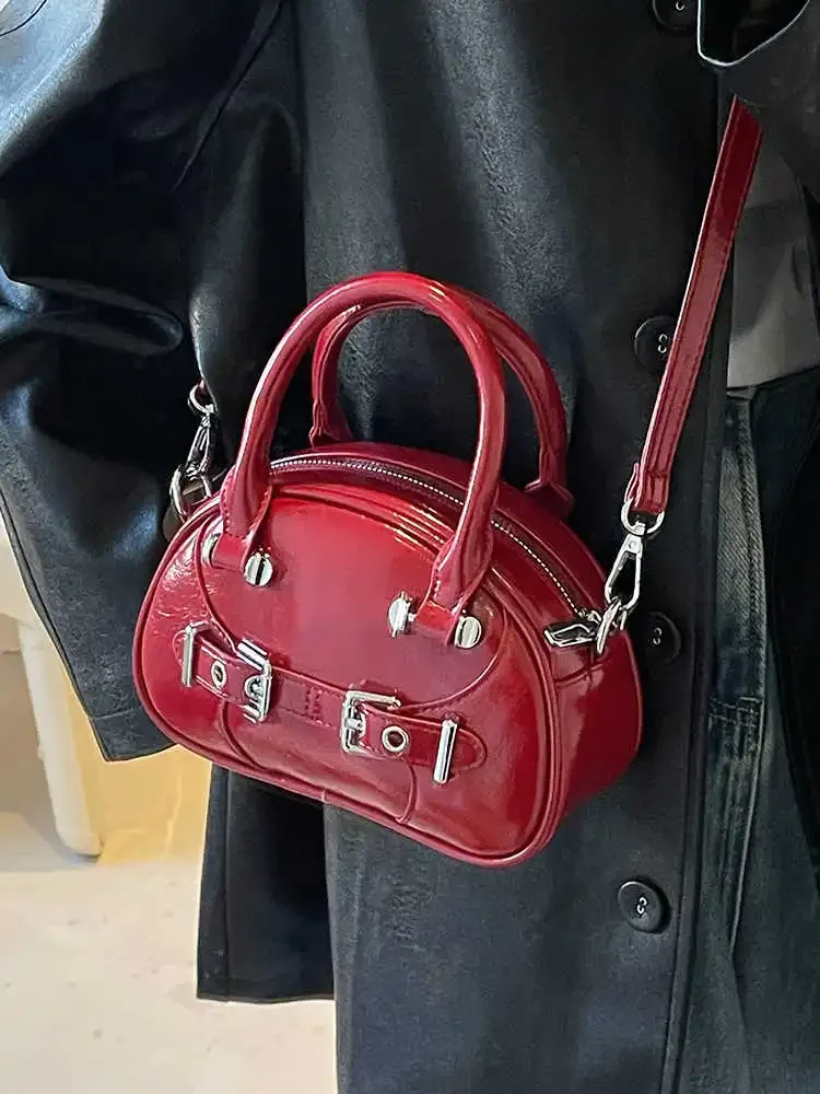 

High-end Textured Small Handbags Women Classic Red PU Leather Shoulder Bags 2025 Trendy Commuter Crossbody Bag