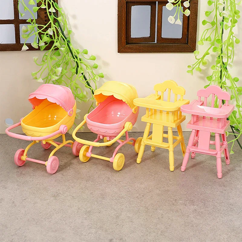1 Set Mini Baby For Doll Stroller Children's Dining Tables Toy Dollhouse Simulation Pushchair Kid Role Playing Game
