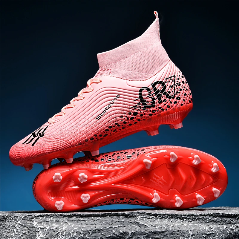 Men/Women Professional Soccer Cleats Anti-slip FG Studded Football Boots Breathable High-Top Training Shoes view 6