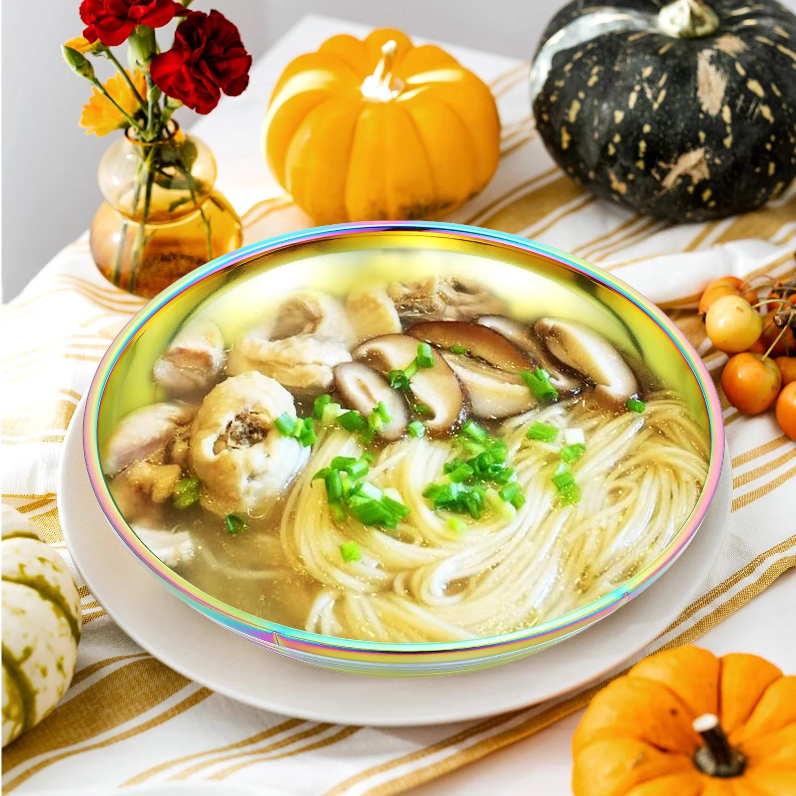 

Суповая миска Ramen из нержавеющей стали 304, миски для лапши, двухслойная металлическая корейская японская лапша