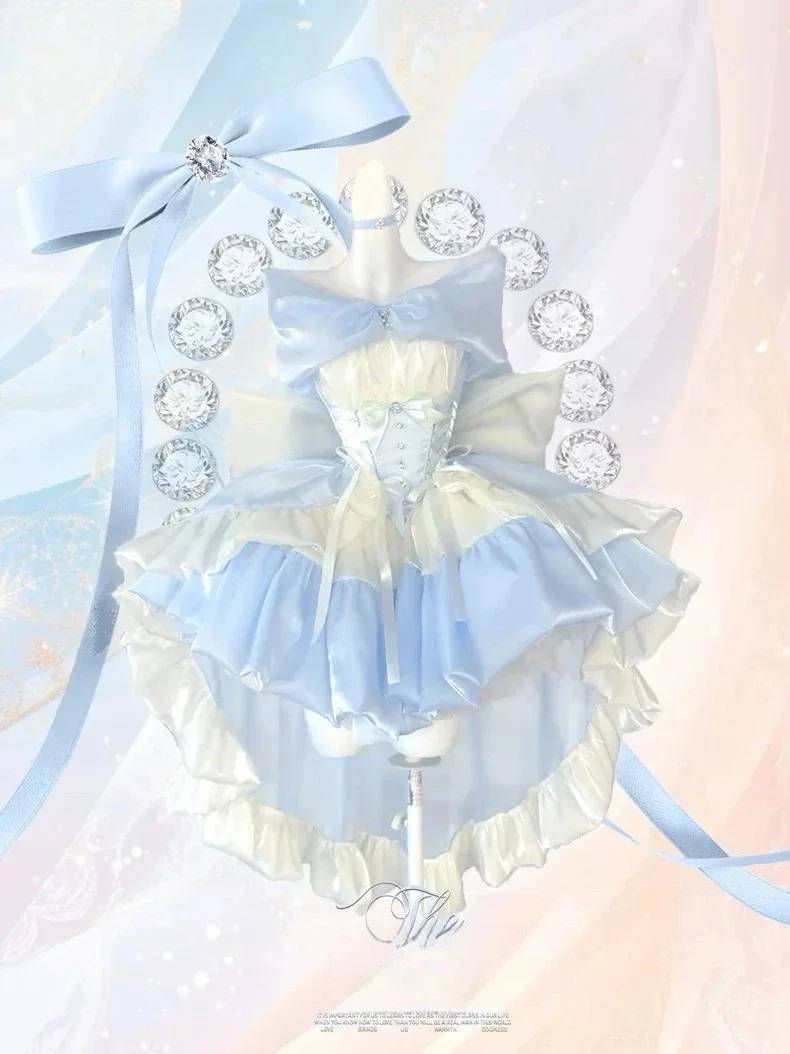 2025 جديد الحلو تصميم لوليتا القوس فستان بلا أكمام الربط عالية الخصر الخصر رقيقة رقيق الأميرة فساتين حفلات أعياد ميلاد زائدة #1