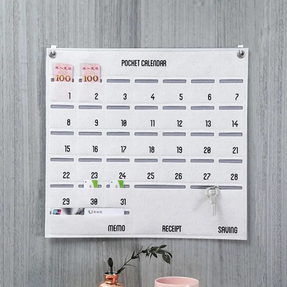 Attractive Numbered Wall Mounted Hanging Storage Bag With Pockets Calendar Bag Chart Holder