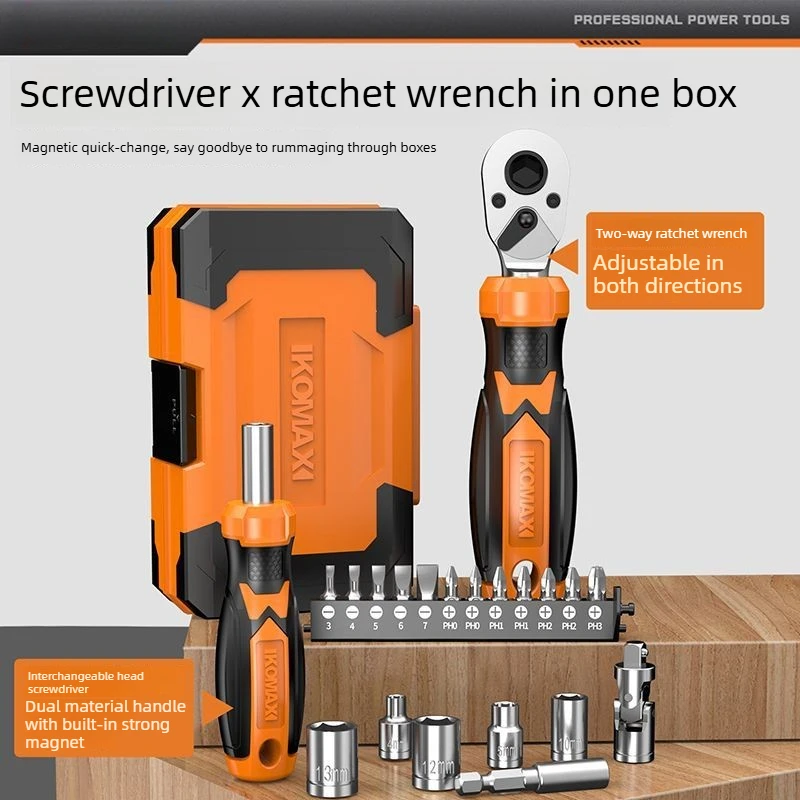 40-in-1 Ratchet Wrench and Multi-Function Screwdriver Kit with 24-Tooth Ratchets - Professional Repair Tool Set