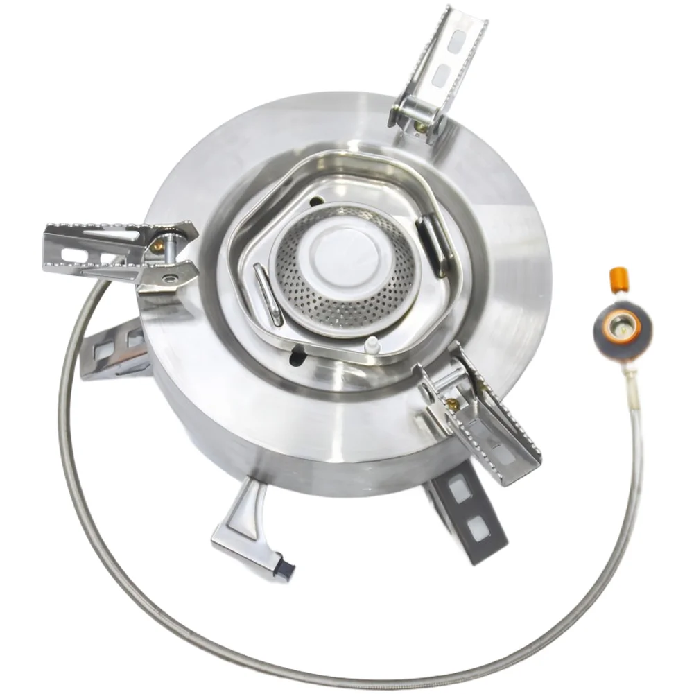 Portable Camping Stove Designed for High Altitude Conditions with Wind Resistant Flame Output and Stainless Steel Construction