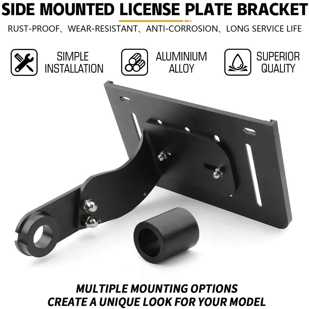 Motorcycle License Plate Bracket Frame Side Mount Holder For Harley Softail Fat Boy Breakout Dyna Street Bob 2018-2023 - view 4