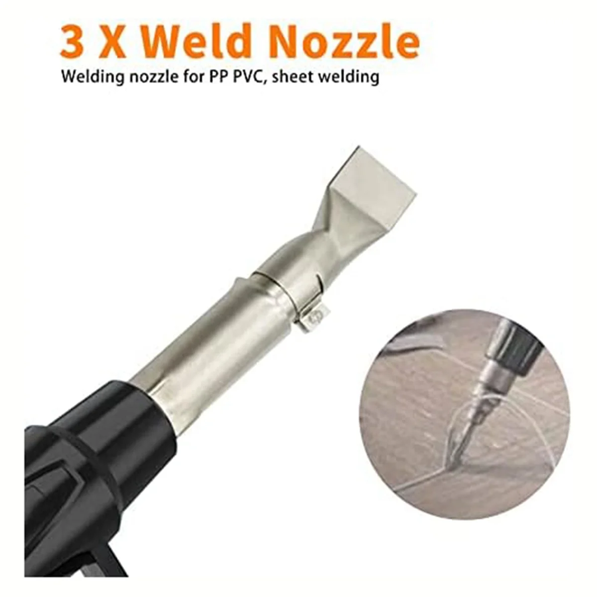 ZYPP Hot Air Welding Gun Set 20mm Flat Welding Nozzle Tip Wide Mouth Tube Welding Nozzle Replacement PVC Plastic Sheet