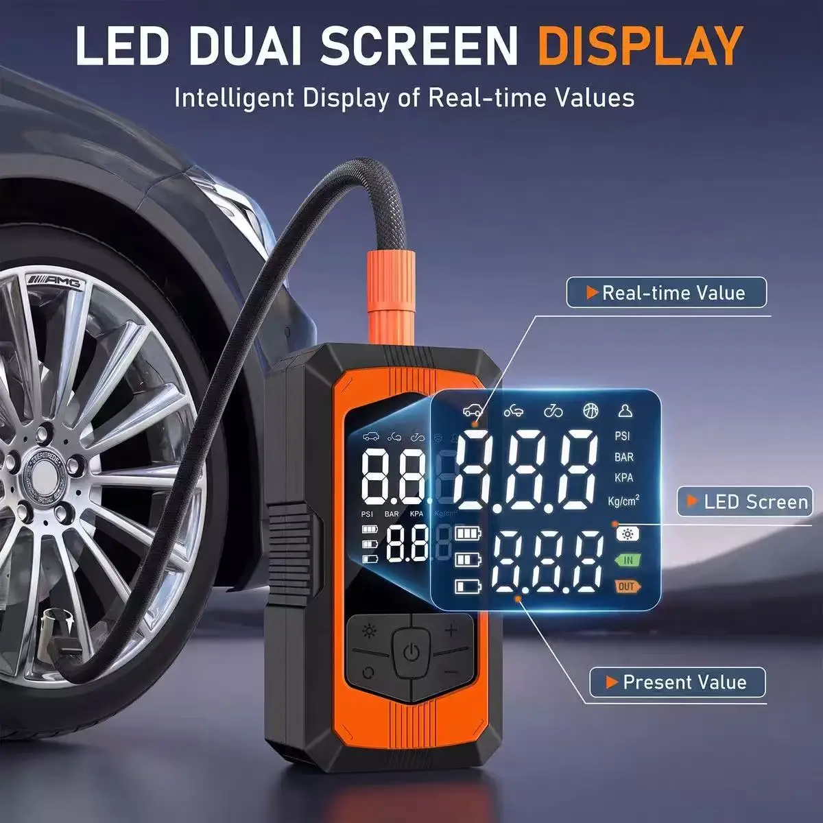 Baseus Wireless Car Air Pump Portable Air Compressor for Car Motorcycles Bicycle Electric Tire Inflator with LCD Digital Display