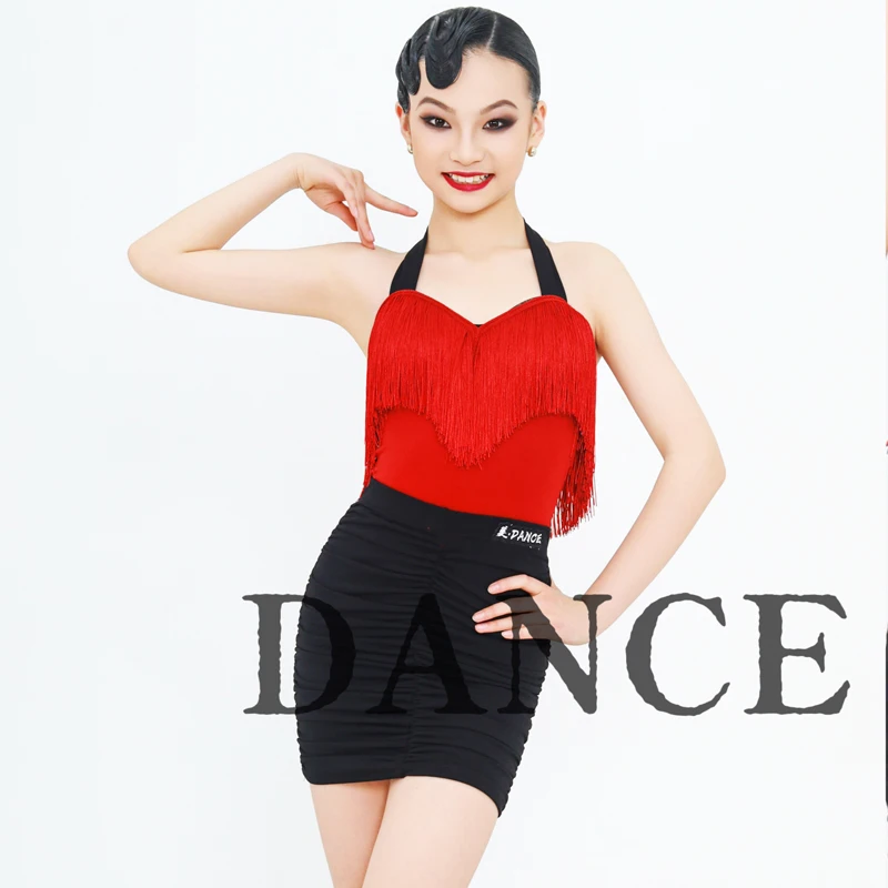 

Fashion Ballroom Dance Performance Suit Girls Latin Dance Clothing Sexy Halter Fringed Top Samba Skirts Training Wear SL15597