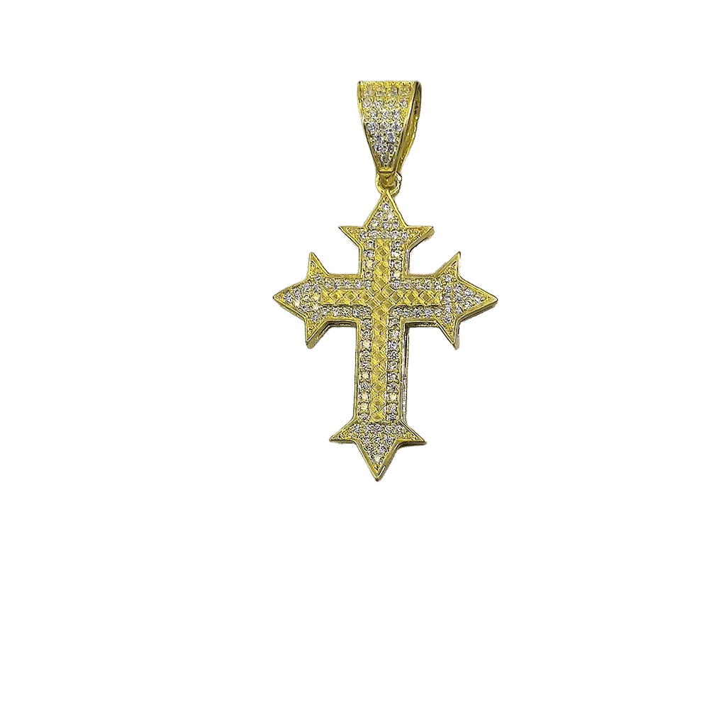 

New cross pendant paired with 18K gold-plated necklace, high-end customization, suitable for men's hip-hop, rap, street gangs