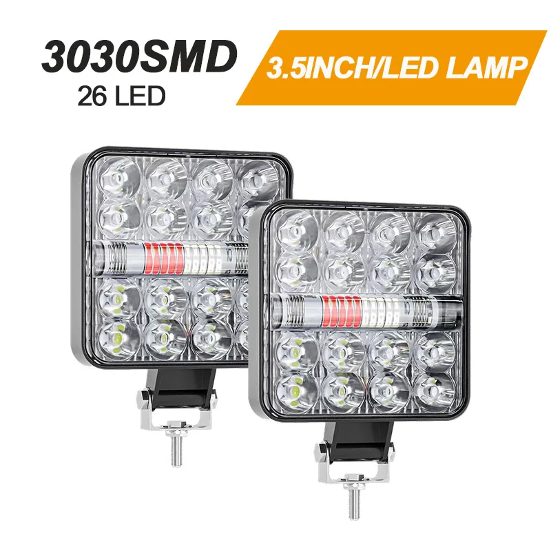 

12V 24V Led Work Light 26LED Waterproof Bar Square Spotlight Headlight Truck Off Road Night Flashing Driving Light For SUV ATV