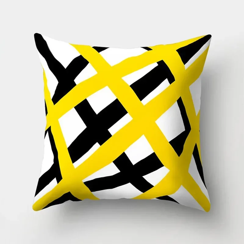 New Nordic Geometric Yellow Pillowcase Decor Cushion Sofa DIY Printed Pillow Chair Car Cushion Christmas Home Decoration