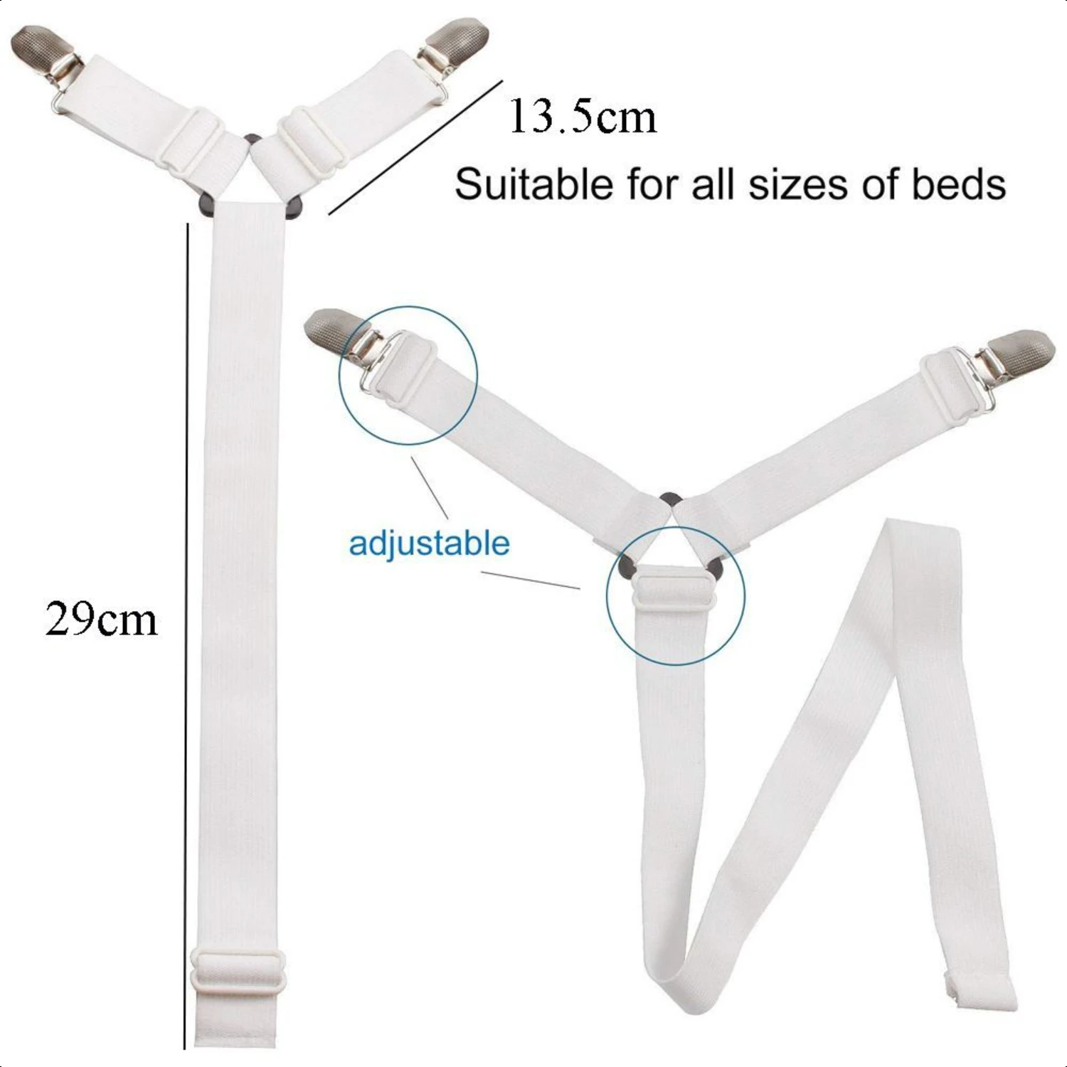 Ultimate Secure Adjustable Bed Sheet Holder with Enhanced Non-Slip Grip - Maximum Elastic Straps for Stability - 12 Clips for Or