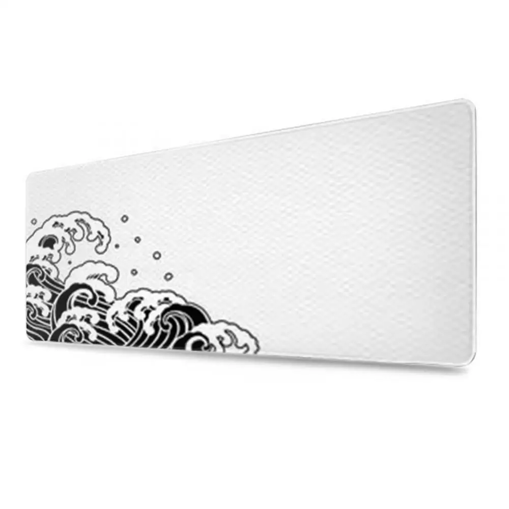 Grande Gaming Mouse Pad com borda de bloqueio, preto e branco, Gamer Big Mouse Mat, Computador Mousepad, Teclado, Mesa, Mouse Pad, Deskpad