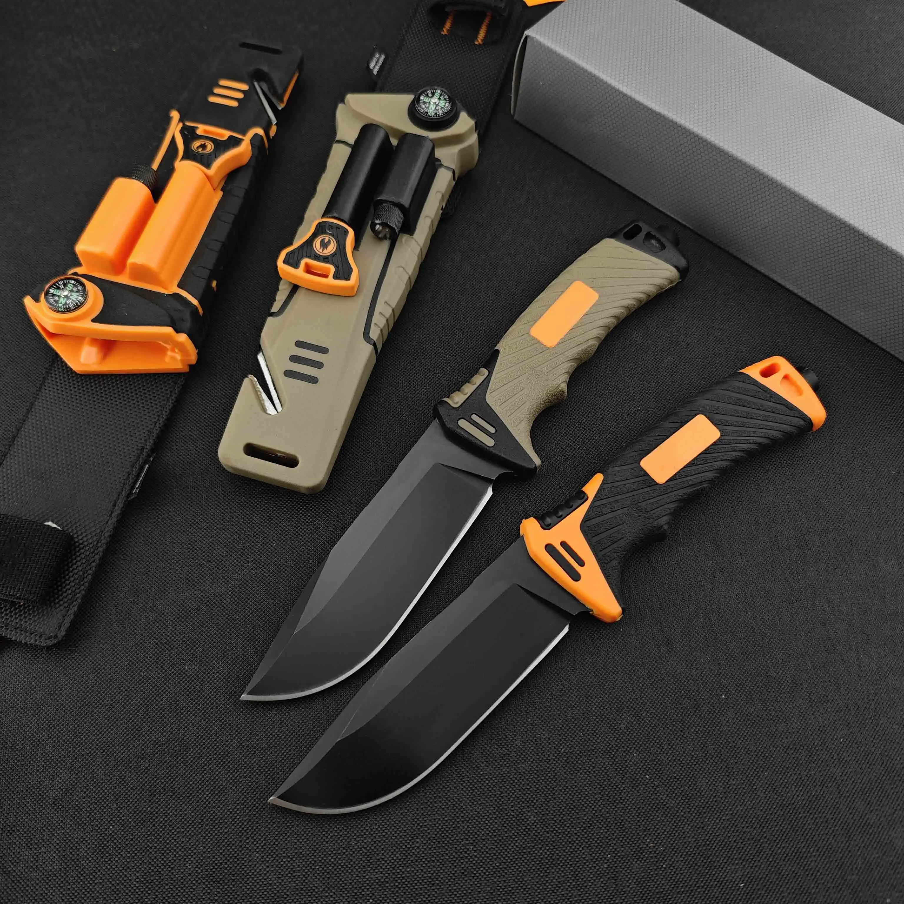 Military Fixed Blade Survival Knife Bear Grylls Ultimate 7Cr13 Blade Rubber Handle Outdoor Hunting Camping Combat Knives