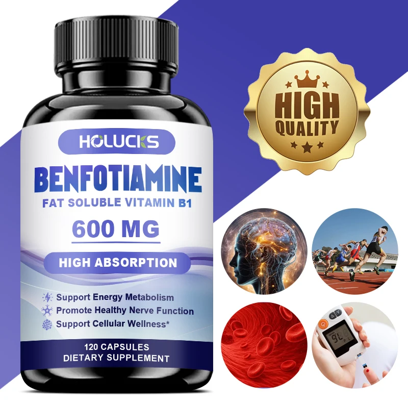 Benfotiamine Capsules, Help Maintain Healthy Glucose Metabolism, Support Nerve Health, Cellular Protection, Antioxidant Defense