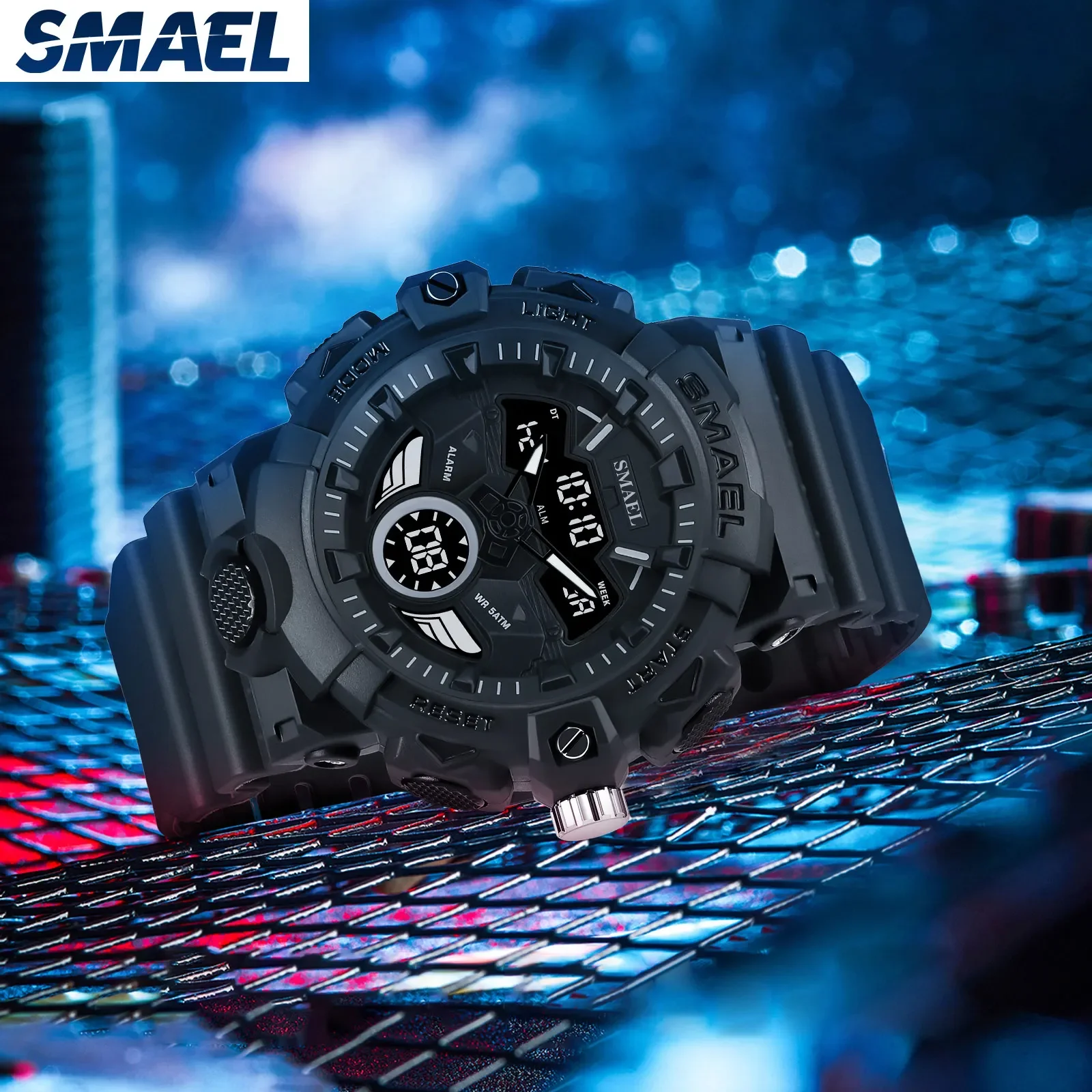 SMAEL Electronic Watch 8085 Cool Dual Display Multi functional Outdoor Sports Night Light Waterproof Men\'s