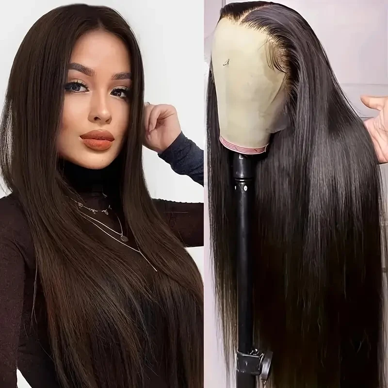 220% 13x6 HD Transparent natural Straight Lace Frontal Human Hair Wig 30 40 Inch 13x4 Lace Front Wig PrePlucked For Women