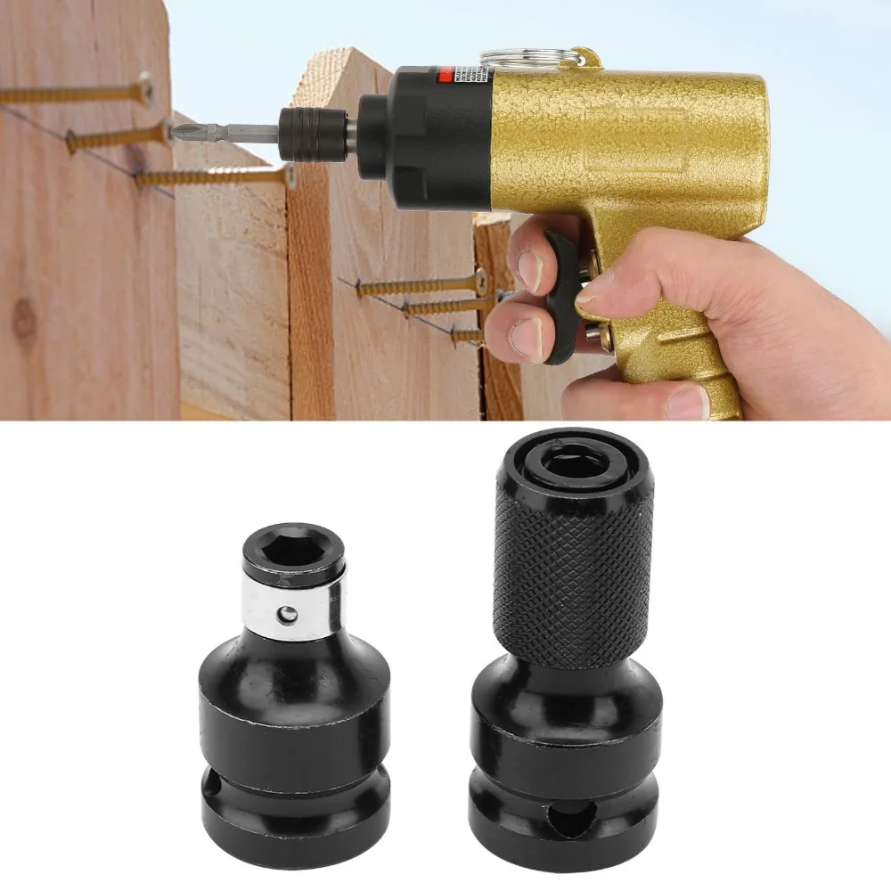 2pcs 1/2 to 1/4 Inch Telescopic Socket Adapter Telescopic Design Hex Female Hex Socket Adaptor Quick Release Square Drive