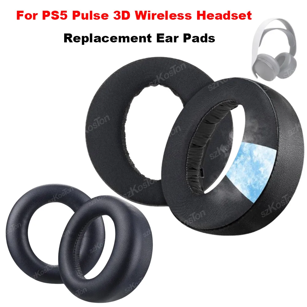 Replacement Ear Pads for PS5 Pulse 3D Wireless Headset Soft Protein Leather/Cooling Gel Noise Isolation Foam Earpads Cushions