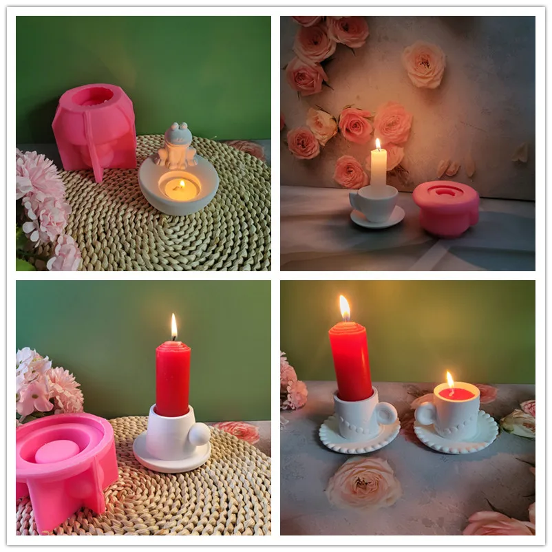 Bowl Frog Cup Shape Candlestick Silicone Mold Home Aromatherapy Candles Decorative Ornaments Candlestick Silicone Molds