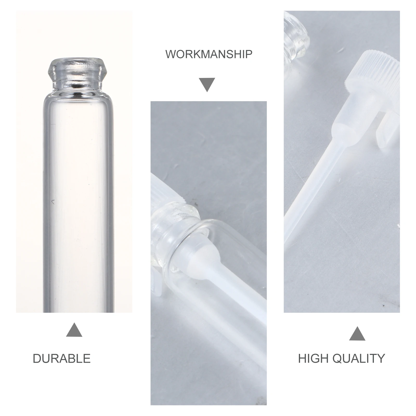 

50Pcs Perfume Vials Mini Clear Glass Empty Refillable Bottles Sample Containers for Travel Party Office Leakproof Portable