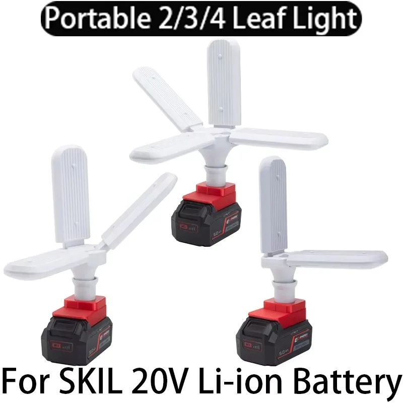 Portable LED 2/3/4 Leaf Panel Light for SKIL 20V Li-ion Battery Cordless LED 2/3/4 Leaf Panel Construction Site Home Light