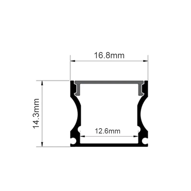 16.8x14.3mm LED Aluminum Profile Channel Diffuser Holder U Shape Black/silver Linear Light Bar Ceiling Wall Corner Lighting