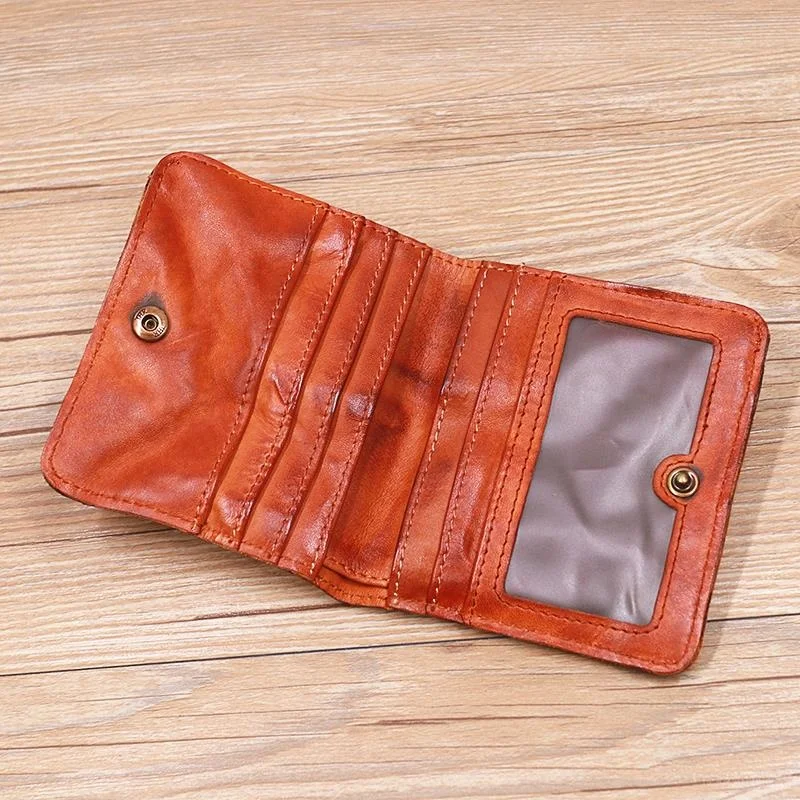 100% กระเป๋าใส่เงินหนังแท้สำหรับผู้หญิงผู้ชายวินเทจ cowhide SHORT Bifold ขนาดเล็ก Slim กระเป๋าสตางค์ใส่นามบัตรสตรีมีซิปกระเป๋าเหรียญ