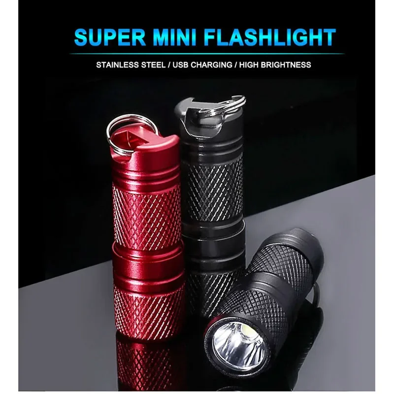 T1 Protable Mini Keychain Flashlight Ultra Bright Nitecore Torch USB Rechargeable Key Ring Torch for Outdoor Camping Hiking