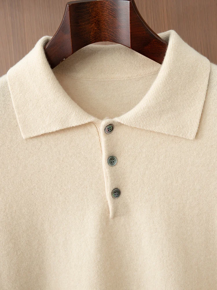 

New Men Cashmere Polo Pullover 100% Cashmere Knitwear Autumn Winter Smart Casual Cashmere Sweater High Quality Basic Tops