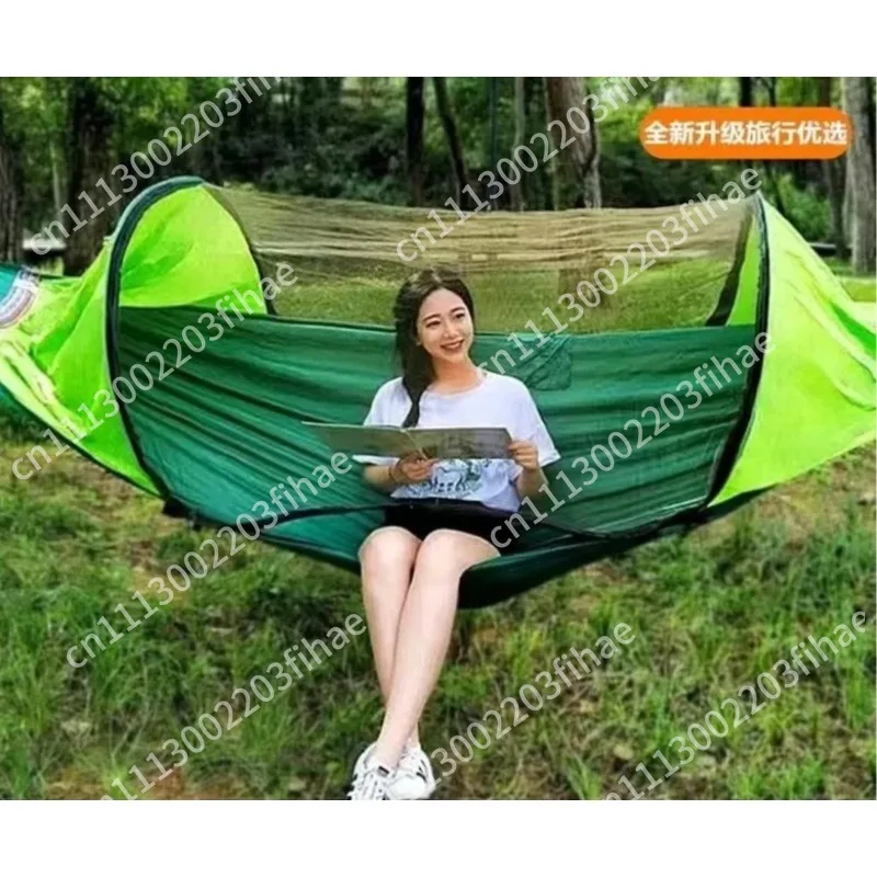 290 * 140 Portable canvas with mosquito net hammock, outdoor double anti-test swing, outdoor courtyard camping chair