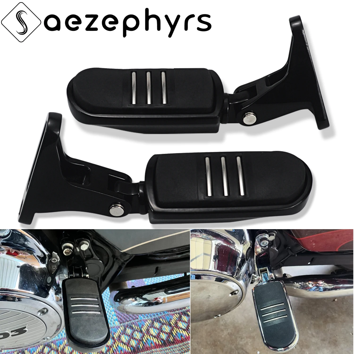 Motorcycle Aluminum Foldable Rear Passenger Foot Pegs Mount Kit For Harley Touring Road King Street Electra Glide FLHX 1993-2026