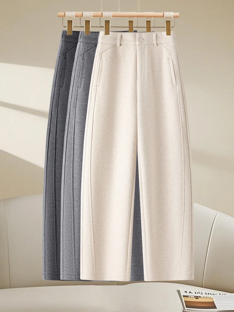 レディース ウール混 カジュアル ナイフエイプパンツ ハイウエスト ストレートレッグパンツ ライトアイ 冬 通勤 ファッション