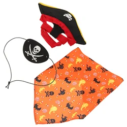 Halloween Kitten Hat Bandana Halloween Pet Cosplay Kit Pirate Costume Kit Cat Pirate Skull Bandana Eye Patch Halloween Pet