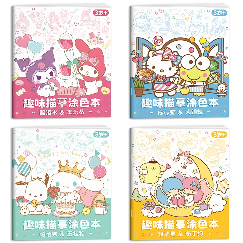 Creative Sanrio Painting Notebook Children Sketching Coloring Copy Notebook Elementary School Cartoon Anime Line Draft Kids Gift