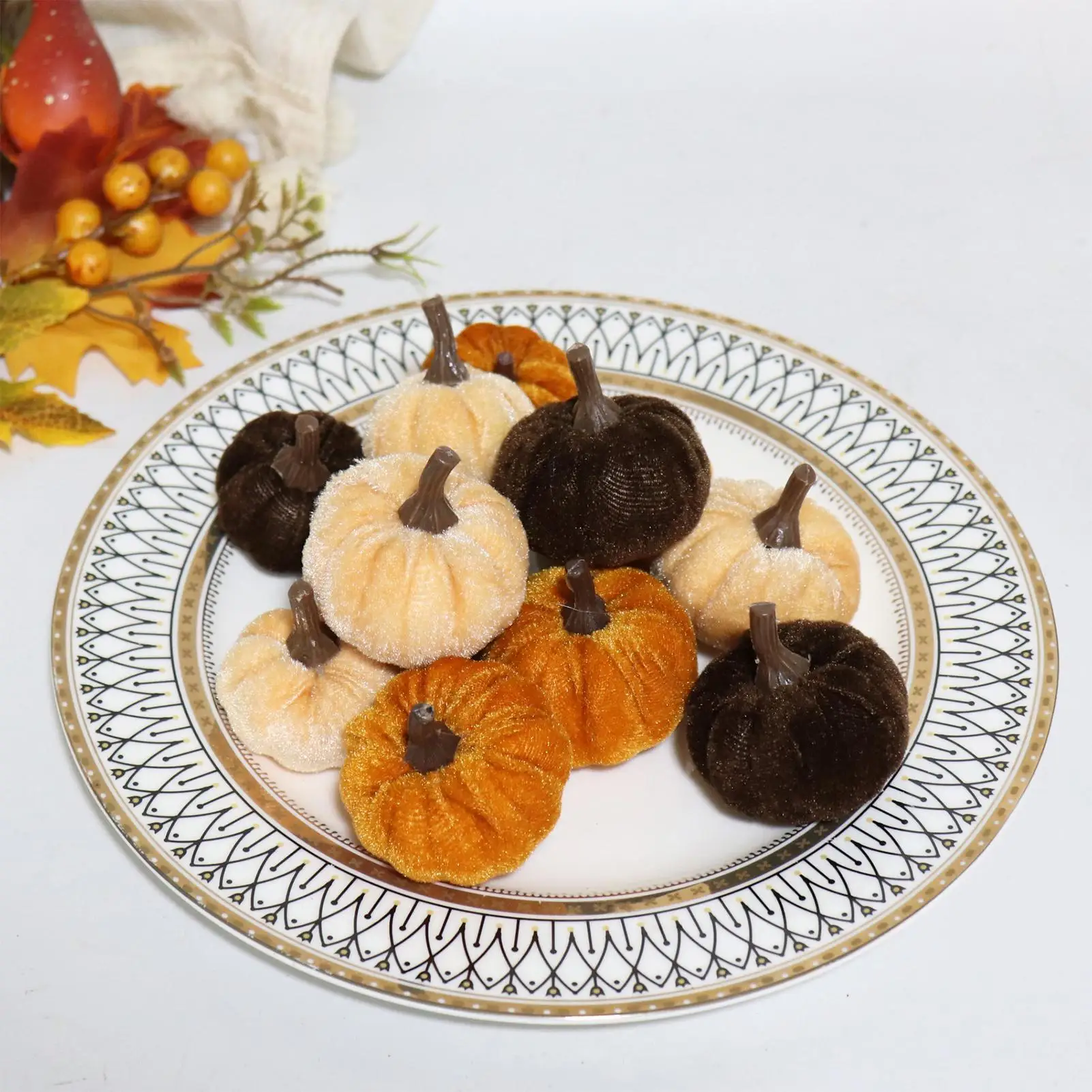 Fall Pumpkin Ornament Decorative Rustic Autumn Decoration Fall Thanksgiving Tree Ornaments for Indoor Outdoor Garden Yard