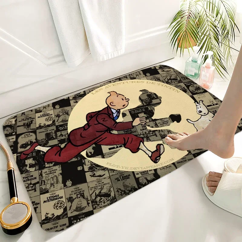 Bath Mat Rug Bathroom Foot Mat Non-slip Mat Small Floor Mats Door Mat Tintin Entrance Carpet for Kitchen Rugs Carpets Doormat #