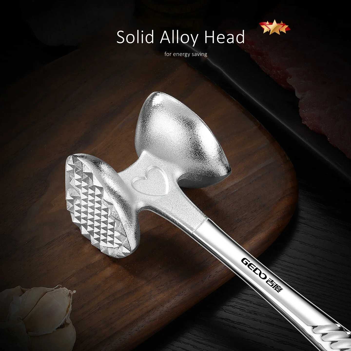 Certification Solid Alloy Meat Mallet 30° Tilt Ergonomic Strike Surface Steak Tenderizer Efficient Kitchen Cooking Tool