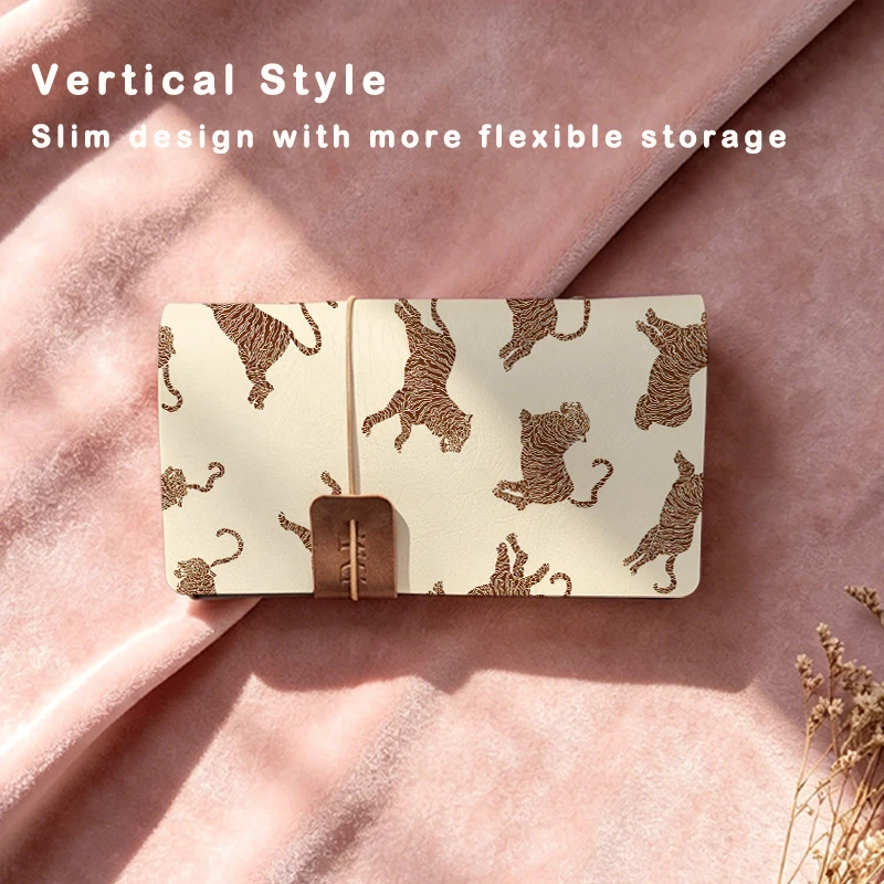 Vintage Line Drawing Tiger Small Photo Album Lightweight Pocket Picture Album PU Cover Memory Book for Birthday Holiday Present