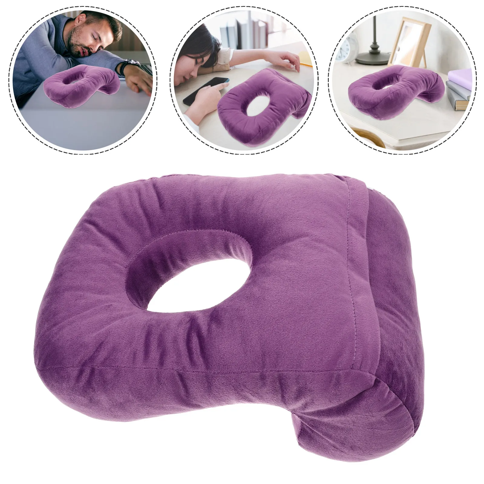 Soft Nap Pillow Hollow Breathable Ergonomic Design Office School Library Desk Cushion Supports Neck Relieves Fatigue