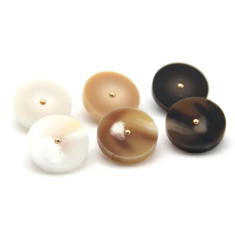 Vintage Big Gold Metal Shank Resin Buttons For Clothing Women Suit Coat Handmade Black Decorative Sewing Accessories Wholesale