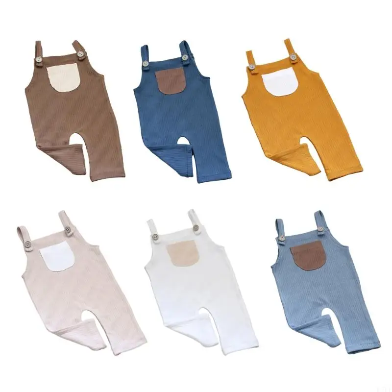 E7CE Infant Photography Props Overalls for Baby Boy 0-1M Photoshooting Costume Suspender Pants Newborn Shower Photo Clothes