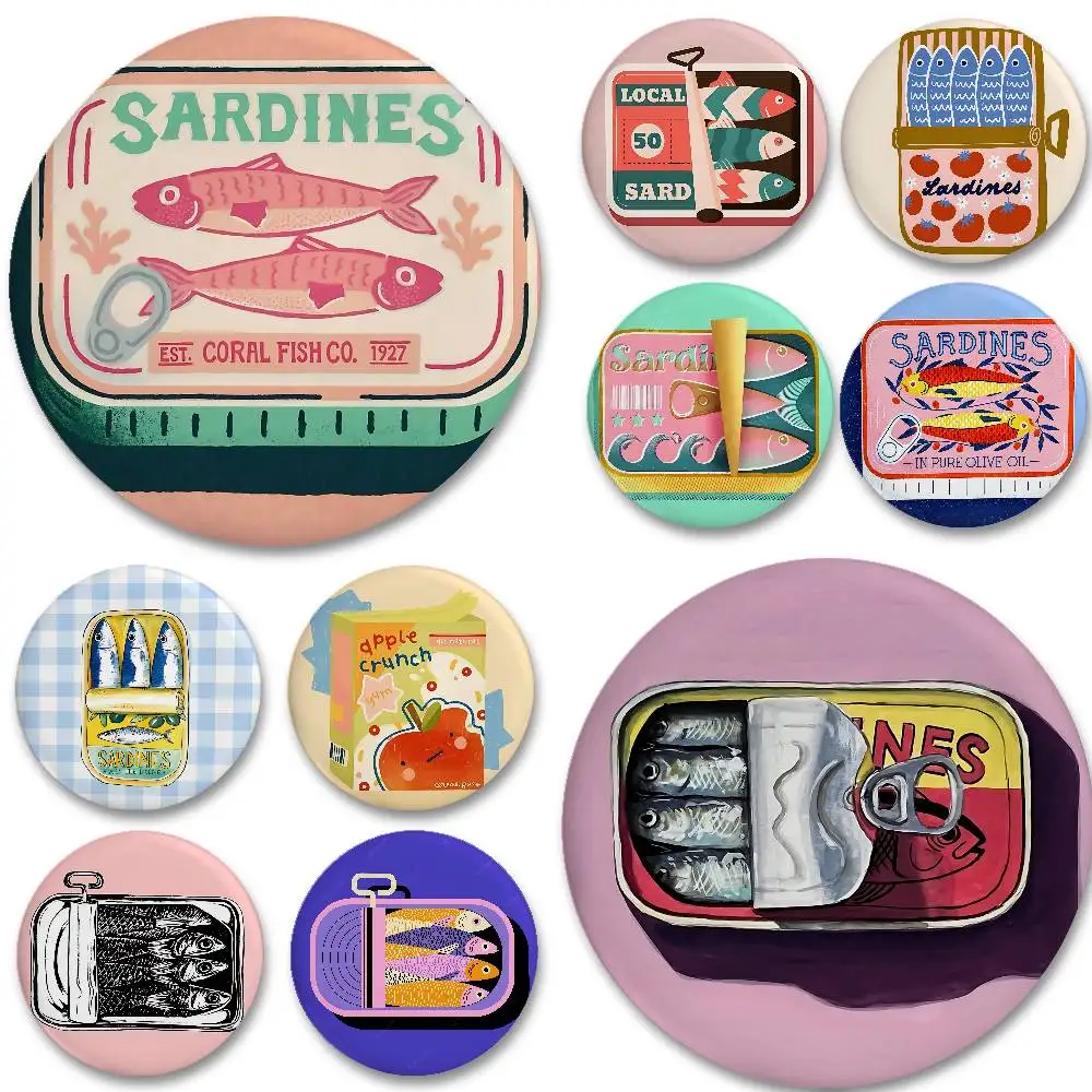 Sardinen-Abzeichen in Dosen, Metall-Brosche für Tasche, Kleidung, Hut, Dekor, Schmuck, Accessoires, Geschenke