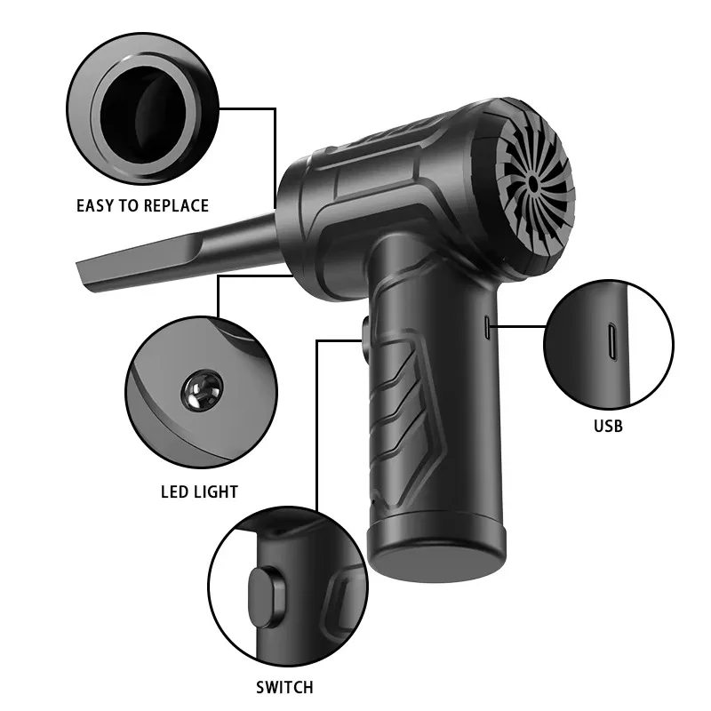 51000RPM Reusable Compressed Air Duster Electric Blower for Computer PC Keyboard Electronics