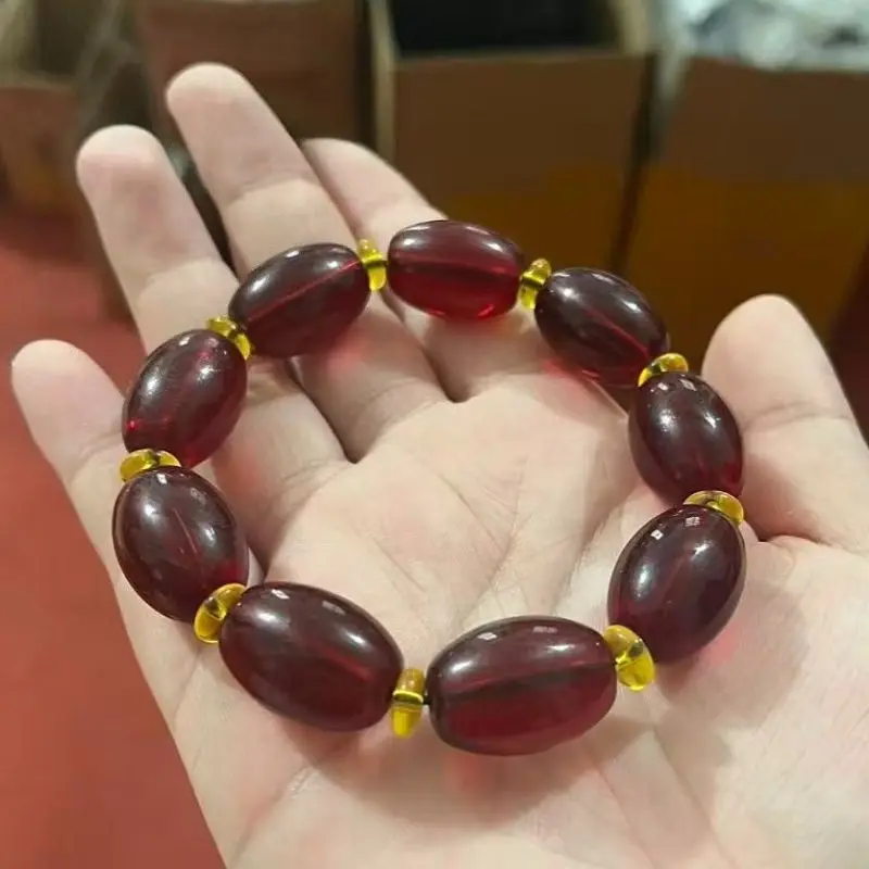 Classic, Simple and Fashionable Second-generation Blood Amber Single-circle Bracelet, Unisex Jewelry Crafts