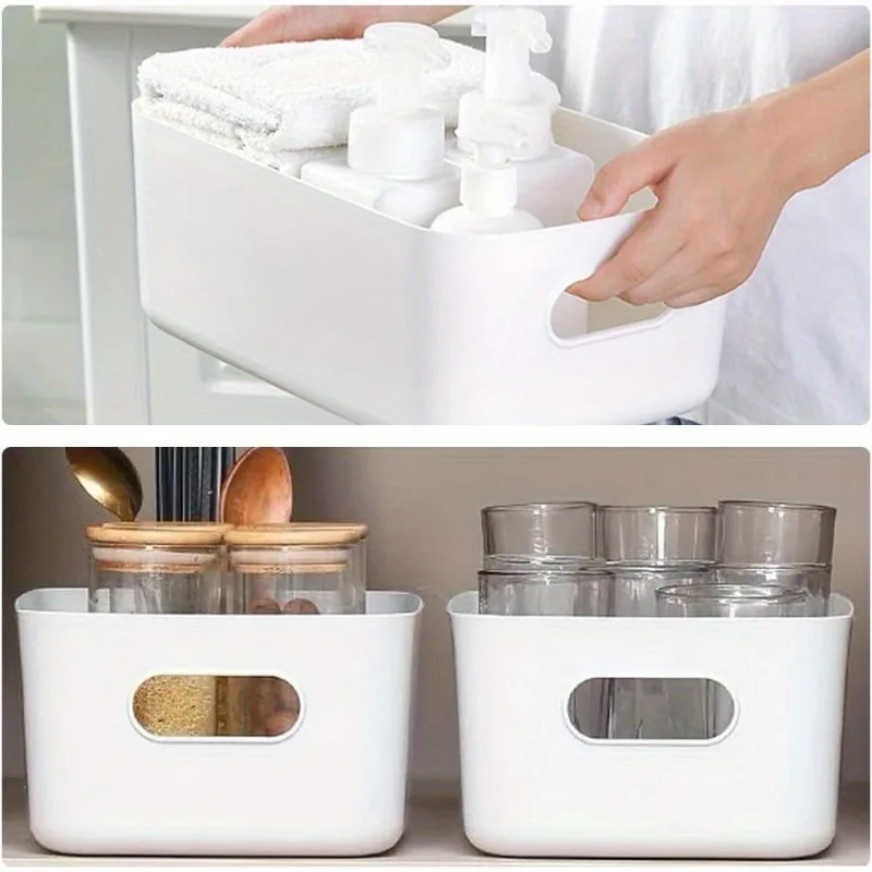 4pcs/1pc Desktop Miscellaneous Storage Box, Cosmetics and Snacks , Kitchen,Office, Home, Multifunctional Handheld Storage Box